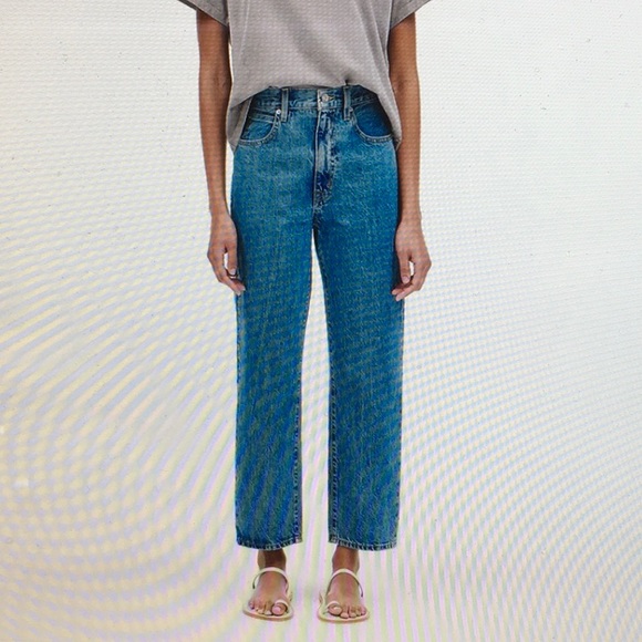 SLVRLAKE Denim - SLVRLAKE High-Rise Cropped Straight-Leg Jeans in Classic Blue